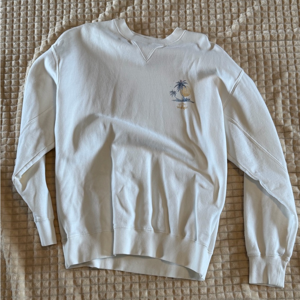 Billabong x Wrangler White Sweatshirt with Blue Palm Tree Graphic